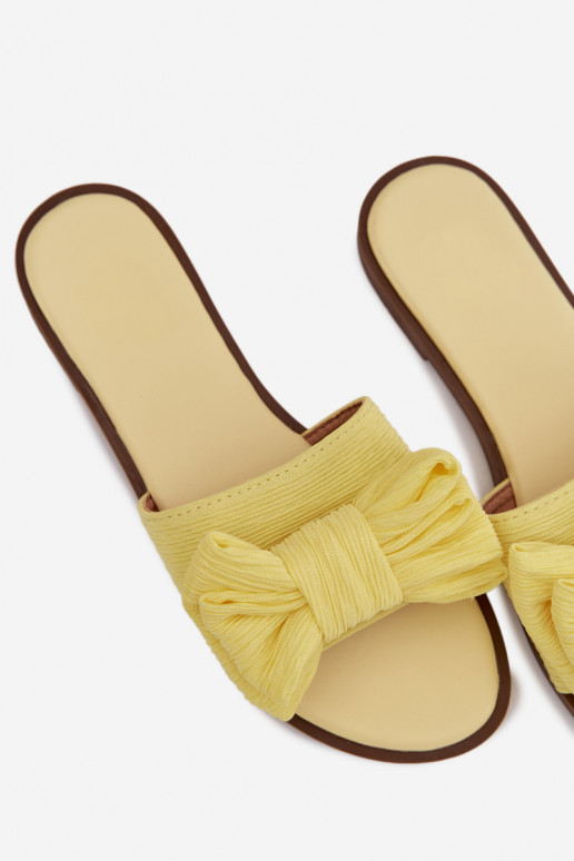 Women's Low Heel Slippers With Bow Yellow Amivelle