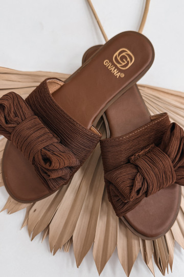 Women's Flat Sandals With Bow Brown Amivelle 2