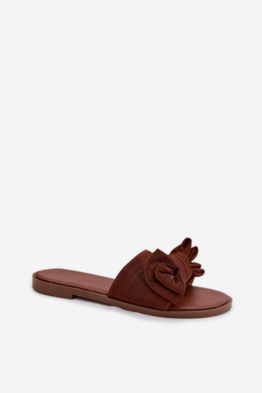 Women's Flat Sandals With Bow Brown Amivelle