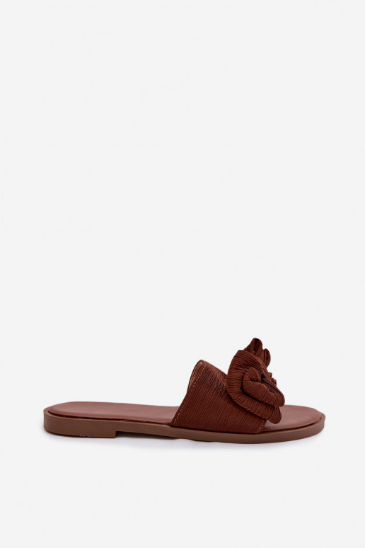 Women's Flat Sandals With Bow Brown Amivelle