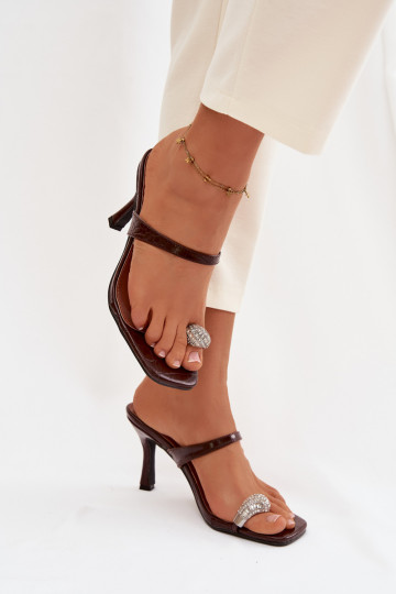 Women's High Heel Sandals With Decorative Detail Chocolate Lorissa