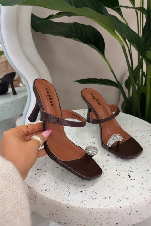 Women's High Heel Sandals With Decorative Detail Chocolate Lorissa