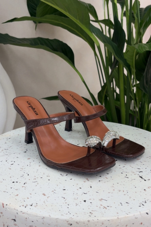 Women's High Heel Sandals With Decorative Detail Chocolate Lorissa