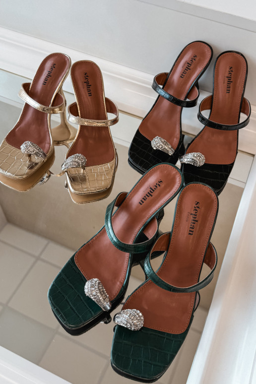 Women's High Heel Sandals With Decorative Detail Bottle Green Lorissa