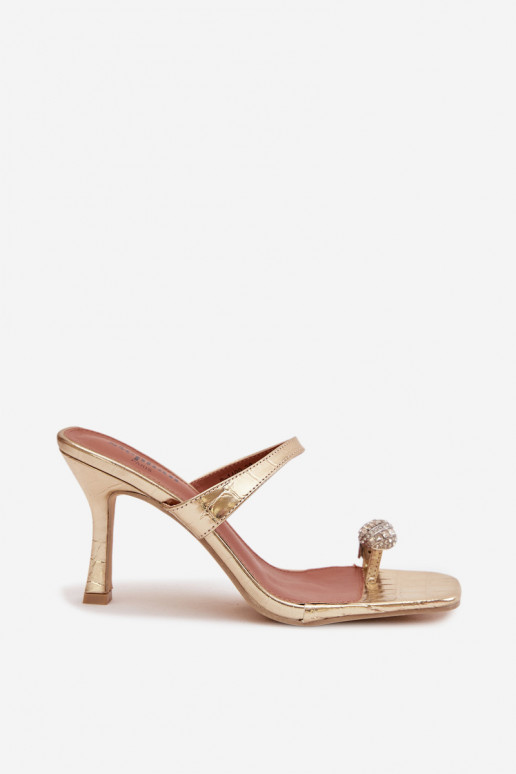 Women's High Heel Sandals With Decorative Detail Gold Lorissa