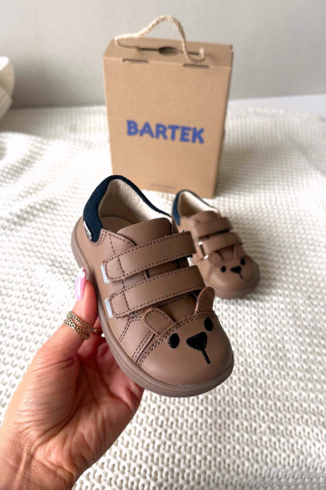 Leather Children's Barefoot Shoes With Bear Bartek Beige 2