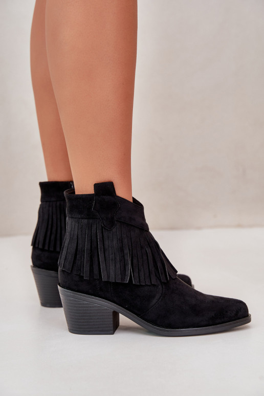 Women's Cowboy Boots With Zip Eco Suede Black S.Barski HY42-127