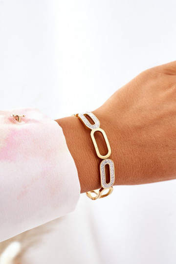 Steel Bracelet with Cubic Zirconia Gold