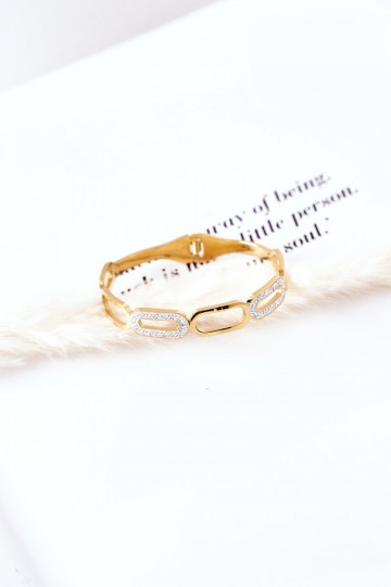 Steel Bracelet with Cubic Zirconia Gold 2