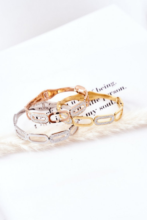 Steel Bracelet with Cubic Zirconia Gold