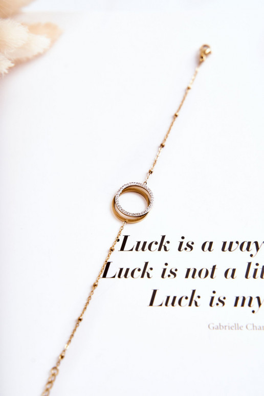 Women's Elegant Bracelet With Ornaments And Cubic Zirconia Gold