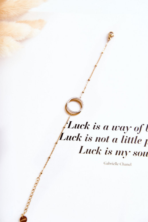 Women's Elegant Bracelet With Ornaments And Cubic Zirconia Gold