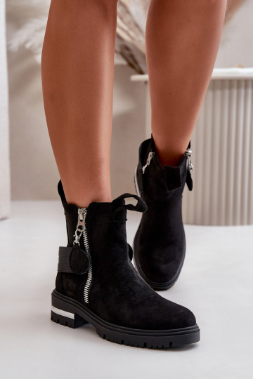 Women's warm boots with a zipper Black Calvaro 2