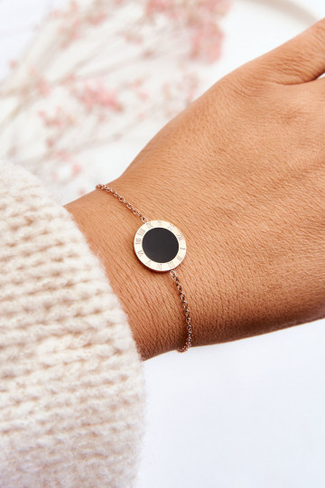 Women's Bracelet Celebrity Black Circle Rose Gold