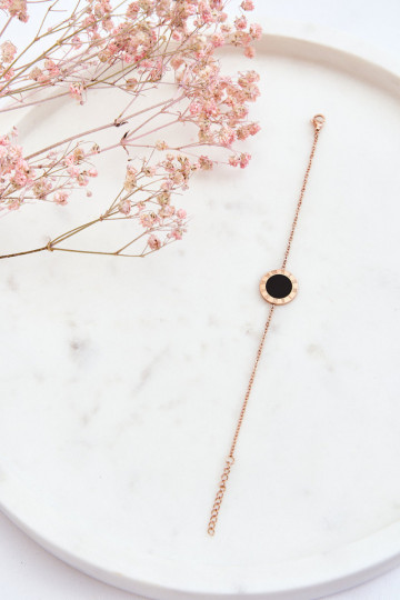 Women's Bracelet Celebrity Black Circle Rose Gold 2