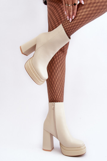 Women's High Heel and Platform Boots Light Beige Sandstra 2