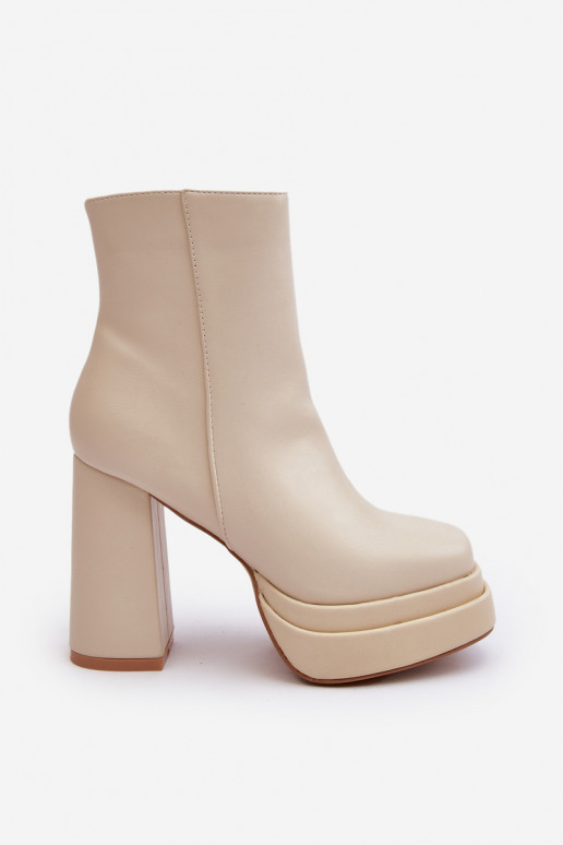 Women's High Heel and Platform Boots Light Beige Sandstra
