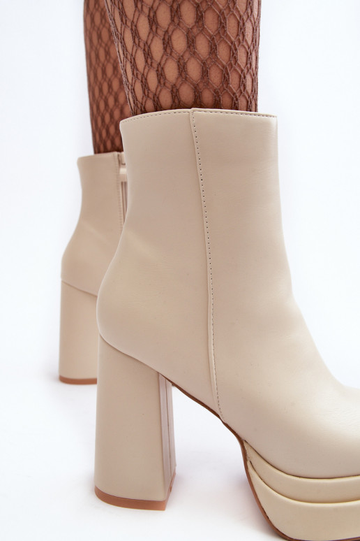 Women's High Heel and Platform Boots Light Beige Sandstra