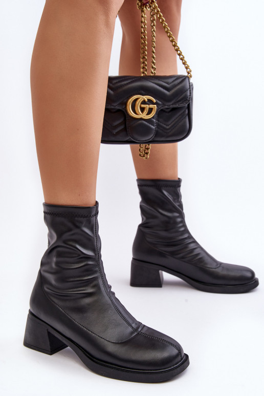 Women's Low Heel Black Ankle Boots Aphroteia