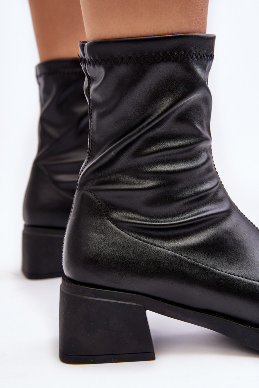 Women's Low Heel Black Ankle Boots Aphroteia