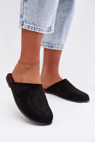 Women's Flat Eco Suede Black Slides Veronelle 2
