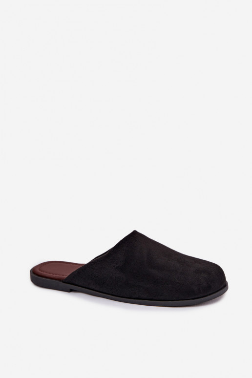 Women's Flat Eco Suede Black Slides Veronelle