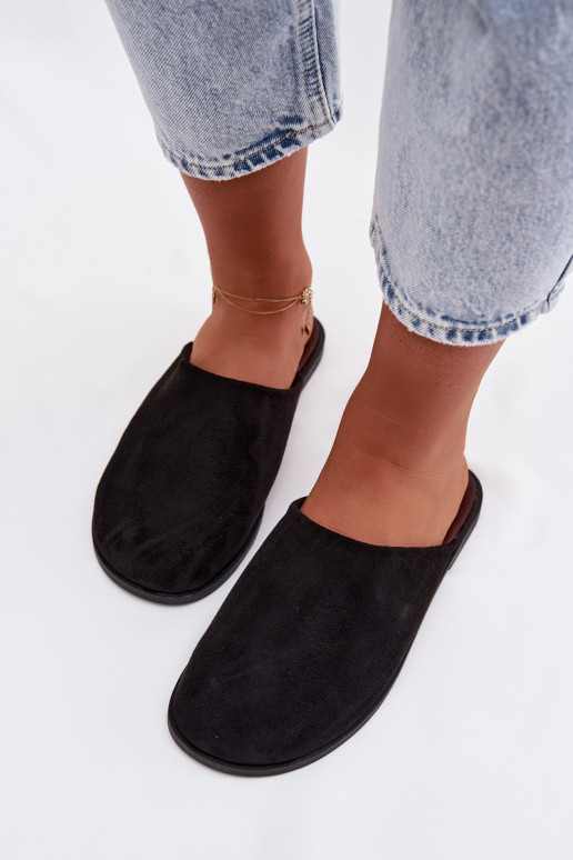 Women's Flat Eco Suede Black Slides Veronelle