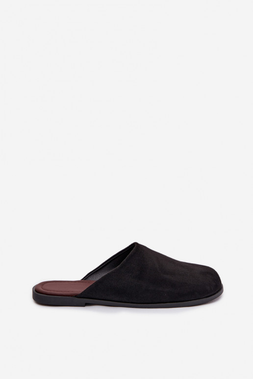 Klapki Damskie PłaskiewithEko Zamszu Czarne Veronelle