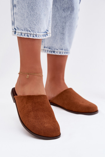 Women's Flat Eco Suede Camel Slides Veronelle 2