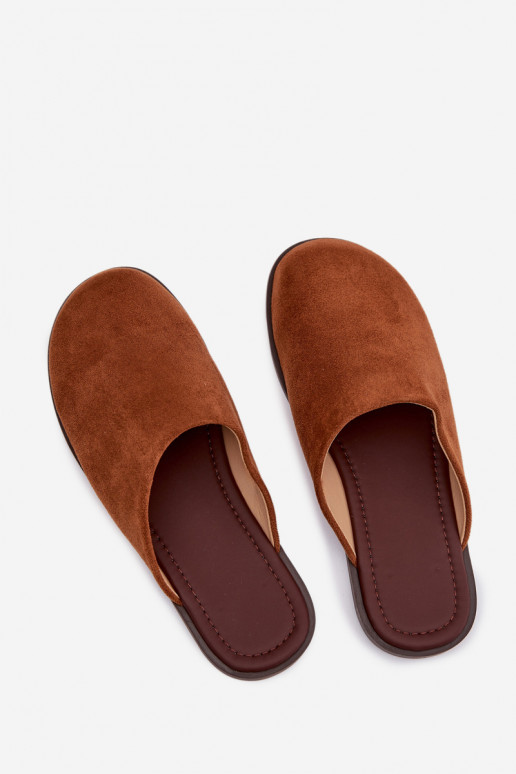 Women's Flat Eco Suede Camel Slides Veronelle