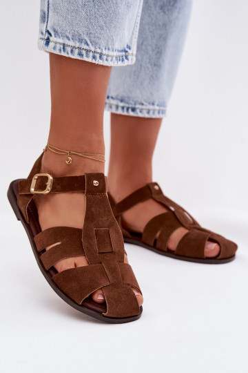 Women's Flat Brown Roman Sandals Belanessa 2