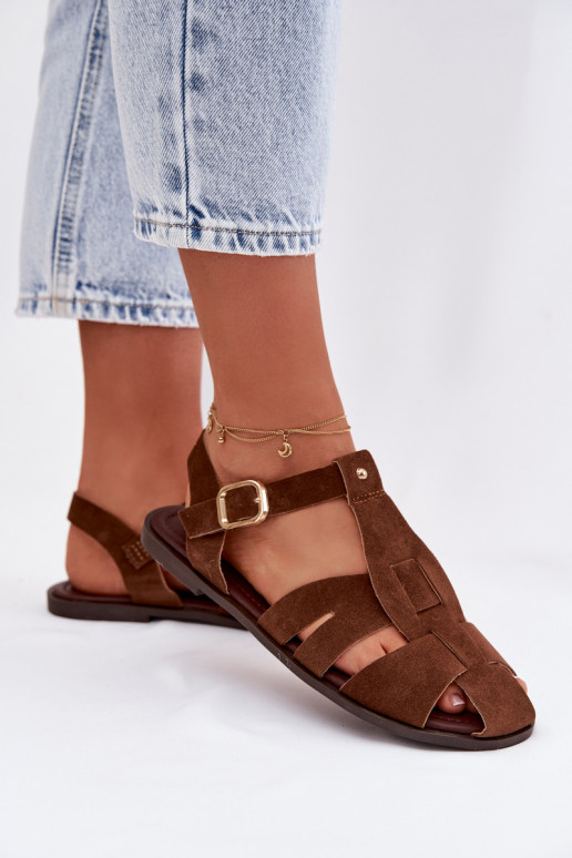 Women's Flat Brown Roman Sandals Belanessa