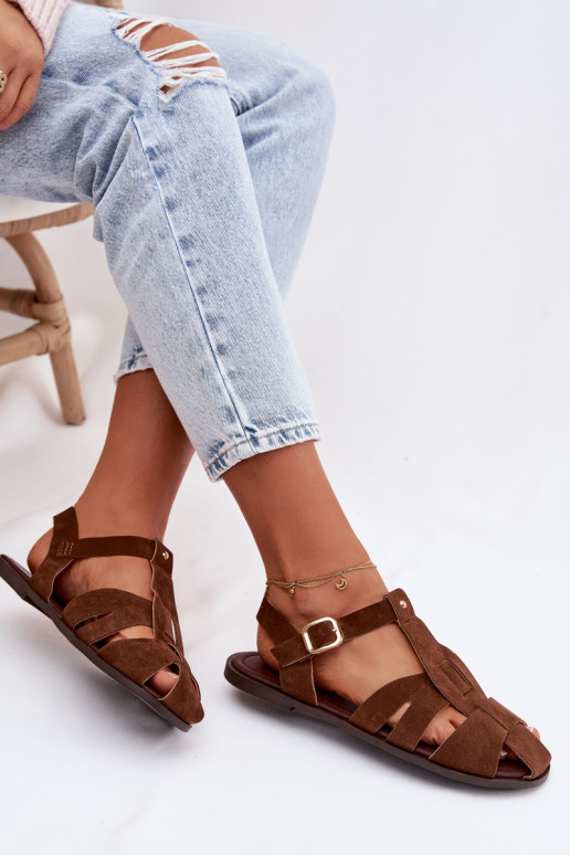Women's Flat Brown Roman Sandals Belanessa