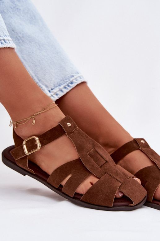 Women's Flat Brown Roman Sandals Belanessa
