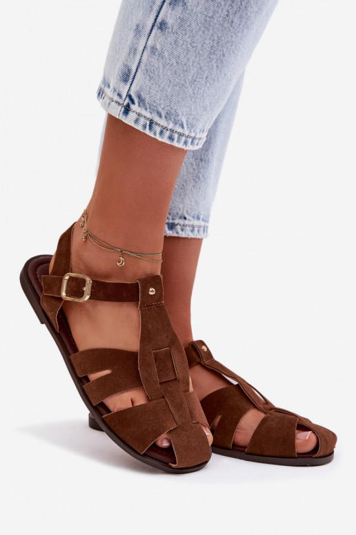 Women's Flat Brown Roman Sandals Belanessa
