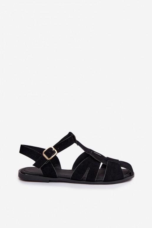 Women's Flat Black Roman Sandals Belanessa