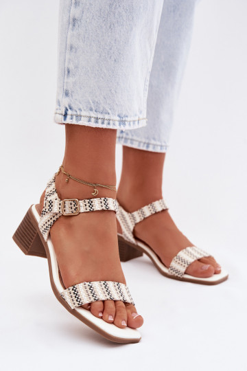 Women's Block Heel White Sandals Sabela 2