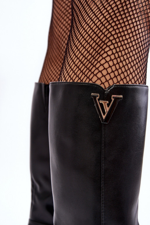 Women's Knee-High Boots On Heel Black Ceesina