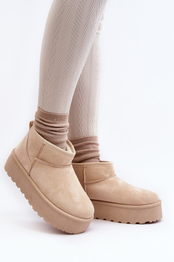 Women's Snow Boots On Platform Light Beige Mennja 2
