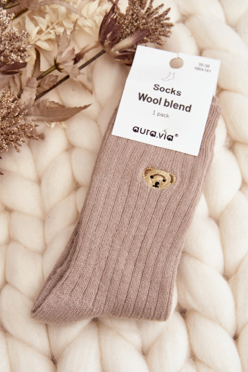 Women's Thick Socks with Bear Beige
