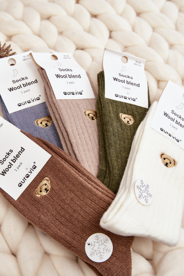 Women's Thick Socks with Bear Beige 2