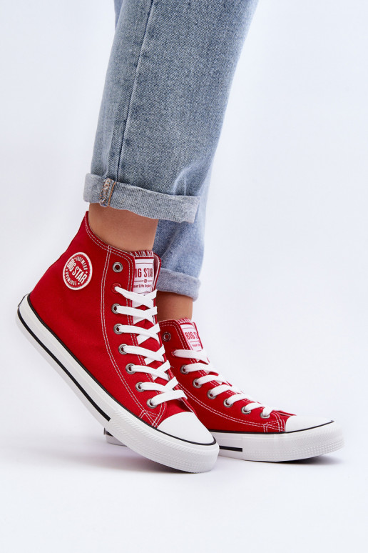 Women's Classic High Top Sneakers Big Star T274024 Red