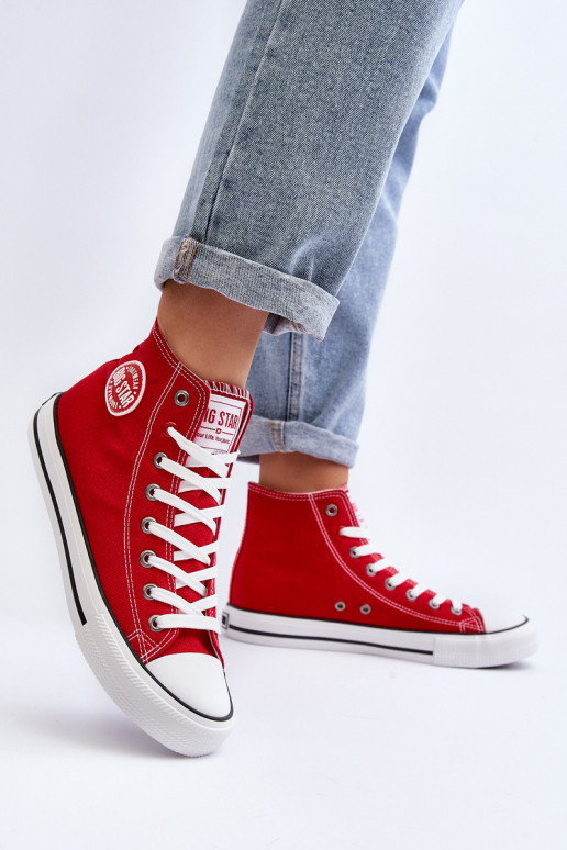 Women's Classic High Top Sneakers Big Star T274024 Red