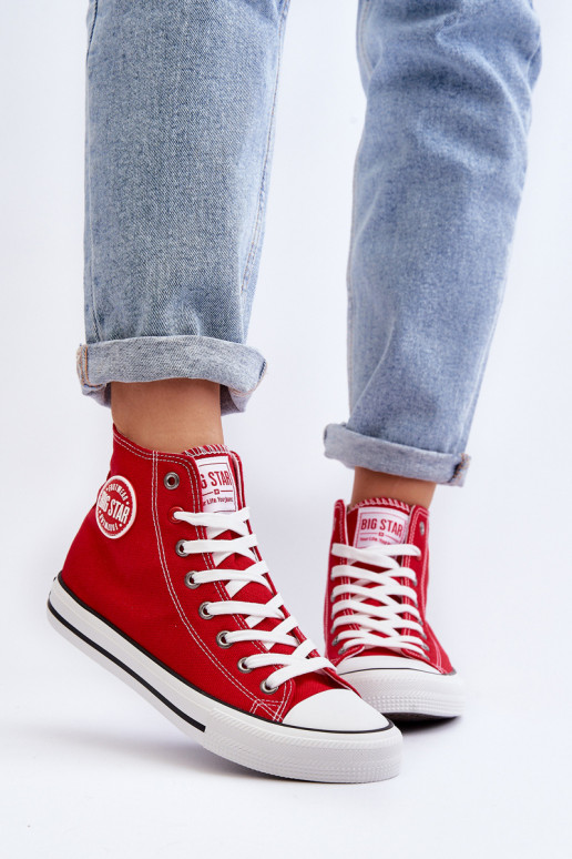 Women's Classic High Top Sneakers Big Star T274024 Red