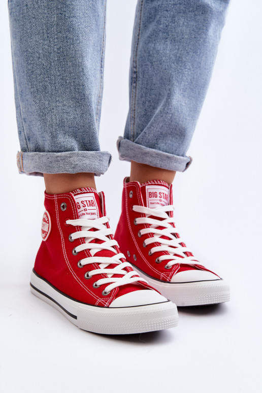 Women's Classic High Top Sneakers Big Star T274024 Red