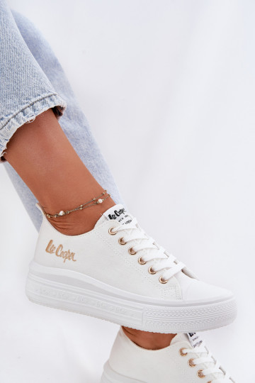 Trampki Damskie Na Platformie Lee Cooper LCW-24-44-2462L Białe