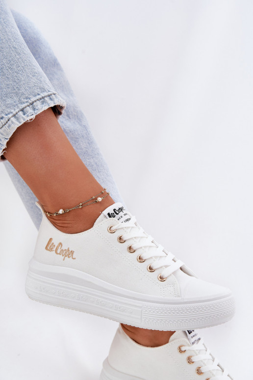 Trampki Damskie Na Platformie Lee Cooper LCW-24-44-2462L Białe