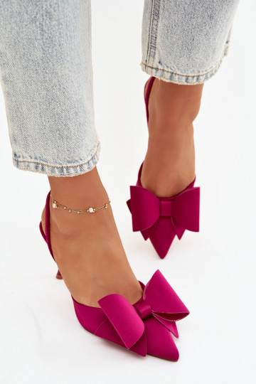Heels with Open Heels and Bow Fuchsia Eklevia 2