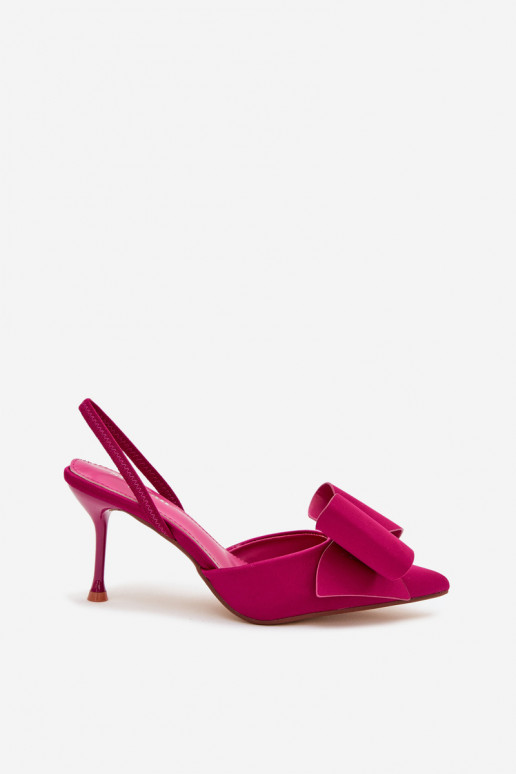 Heels with Open Heels and Bow Fuchsia Eklevia