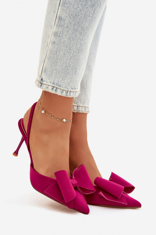 Heels with Open Heels and Bow Fuchsia Eklevia